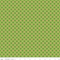 Awakening Petals Kiwi by Riley Blake - interlocking leaf lattice with pink star centers on kiwi green cotton fabric