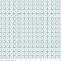 Sketchbook Geo Blue by Riley Blake - teal floral starburst and geometric motifs on white cotton fabric