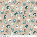 Correspondence Letters Beach by Riley Blake - floral envelopes and handwritten notes on sandy cotton fabric