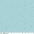 Correspondence Stitching Aqua by Riley Blake - scattered tiny stitched X's on aqua cotton blender fabric