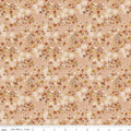 Worth Repeating Flower Garden Blush by Riley Blake - dense field of terracotta white and chartreuse wildflowers on blush pink cotton fabric