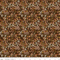 Worth Repeating Flower Garden Coffee by Riley Blake - dense field of pink peach and white wildflowers on coffee brown cotton fabric
