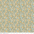 Worth Repeating Leaves Cloud by Riley Blake - dense toss of green sage blue and gold leaf sprigs on cream cotton fabric