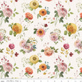 Sketchbook Stems Cream by Riley Blake - vintage watercolor floral bouquets on cream cotton fabric