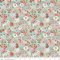 Sketchbook Flower Garden Blue by Riley Blake - dense hand-painted roses and wildflowers on blue-grey cotton fabric