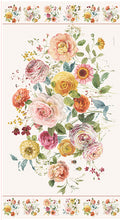 Sketchbook Floral Panel by Riley Blake - digitally printed vibrant floral bouquet with coordinating border on cream cotton