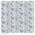 Liberty Summer Fair Festival Florals B - blue botanical floral cotton fabric yardage view