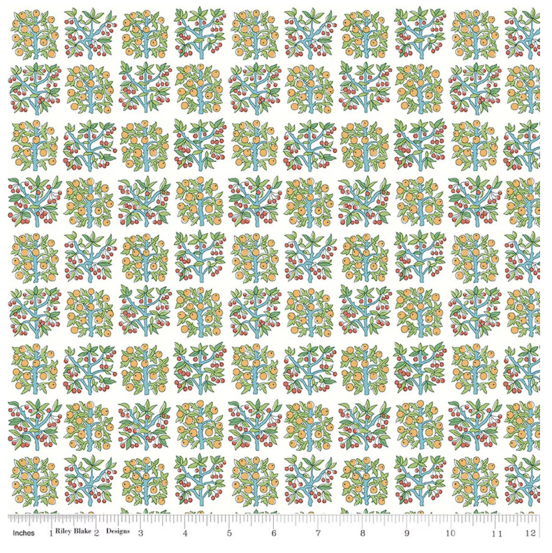Liberty Gifts from the Garden Orchard Delights C - fruit tree grid print cotton fabric yardage view