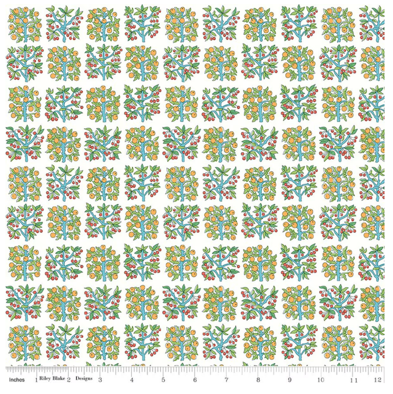 Liberty Gifts from the Garden Orchard Delights C - fruit tree grid print cotton fabric yardage view