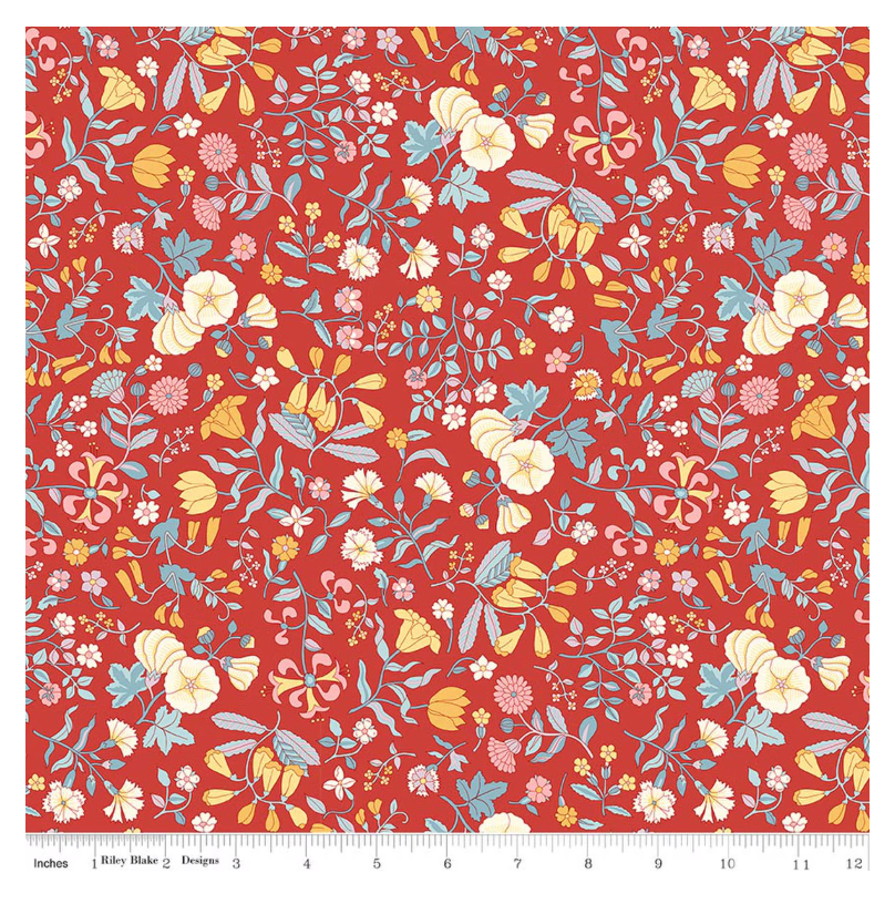 Liberty Everlasting Wildflower Field B - red floral cotton fabric