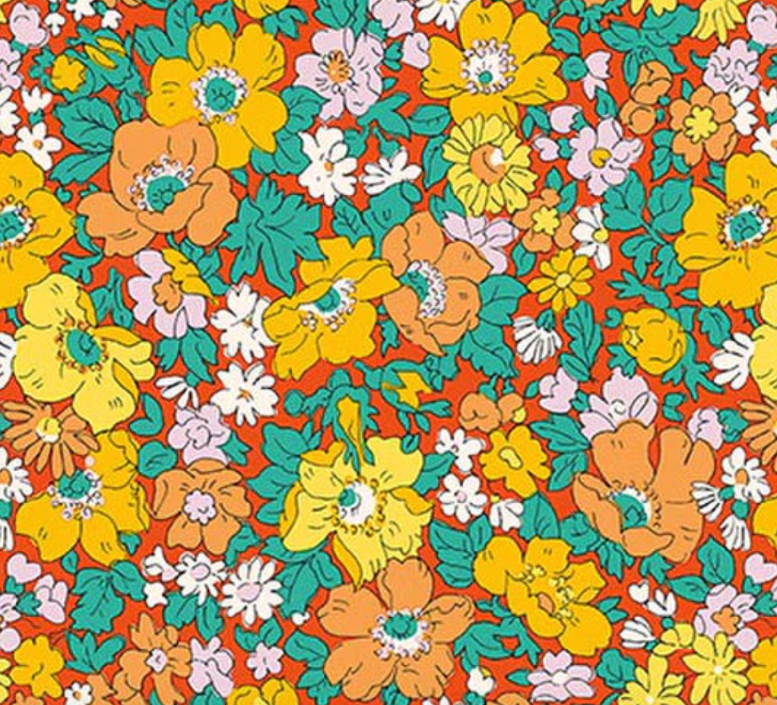 Liberty Everlasting Cosmos Song B - close up of floral print